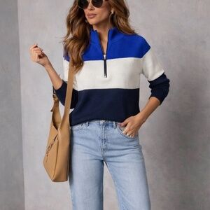 Lauren Active Ralph Lauren Colorblock‎ Quarter Zip Mock Neck Sweater M